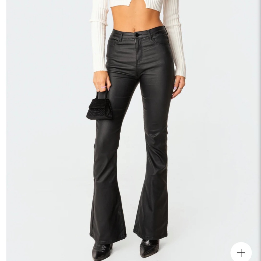 edikted leather high rise black leather pants. Size medium